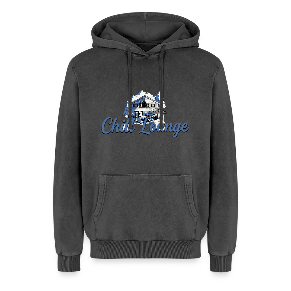Chill lounge Relaxed Unisex Premium Washed Hoodie - acid washed black