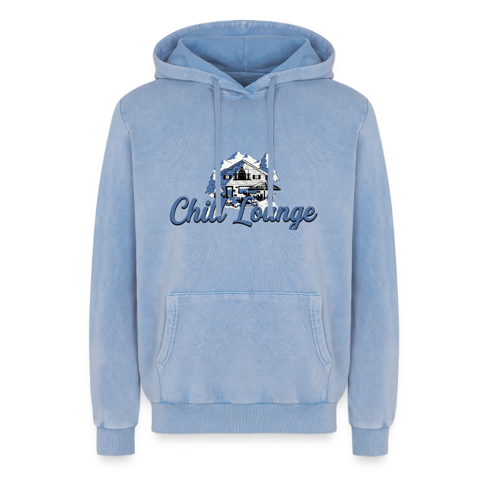 Chill lounge Relaxed Unisex Premium Washed Hoodie - acid washed blue